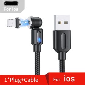 Rotate Magnetic Cable USB Type C Fast Charging Cable For iPhone 11 12 Xiaomi Magnet Charge Micro USB Cable Phone Cord (Color: Black For iPhone)