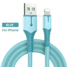 Quick Charge USB Cable For iPhone 14 13 12 11 Pro Max XS 6s 7 8 Plus Origin Mobile Phone Charger Cord Data Charger Wire 1/1.5/2M (Color: Blue With Light)