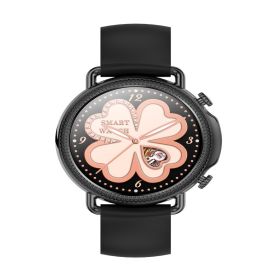 V25 women's smart watch full circle full touch temperature monitoring custom push dial (colour: Black glue)
