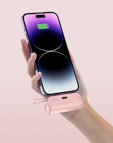 PowerKey â€“ Keychain 2 in 1 Power Bank With Dual Charging Cord (Color: Pink)