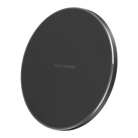 Aluminum Alloy Qi Fast Wireless Charger 10W Charging Pads Station (Color: Black)