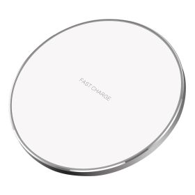Aluminum Alloy Qi Fast Wireless Charger 10W Charging Pads Station (Color: White)