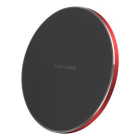 Aluminum Alloy Qi Fast Wireless Charger 10W Charging Pads Station (Color: Red)