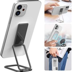 Foldable Mobile Phone Holder Ring Buckle Retractable Desktop CellPhone Stand Car Magnetic Bracket Office Accessories (Color: A Black)