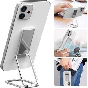 Foldable Mobile Phone Holder Ring Buckle Retractable Desktop CellPhone Stand Car Magnetic Bracket Office Accessories (Color: A Silver)
