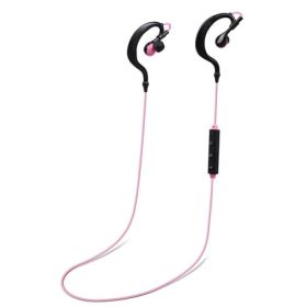 Neckband Earbuds W/Mic Deep Bass HiFi Wireless V4.1 Sport In-Ear Stereo Headphones (Color: Pink)