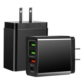 36W USB C Fast Charger 4-Port QC3.0 PD 20W Power Adapter High Speed Wall Charger for Samsung iPhone Tablet (Color: Black)