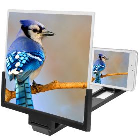 Mobile Phone Screen Magnifier 3D High Definition Video Smartphone Amplifier Foldable Phone Holder Stand For Movies Video (Color: Black)
