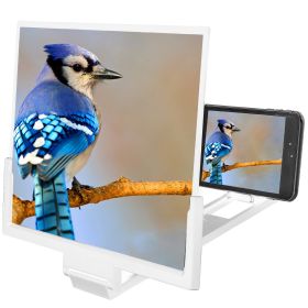 Mobile Phone Screen Magnifier 3D High Definition Video Smartphone Amplifier Foldable Phone Holder Stand For Movies Video (Color: White)