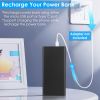 20000mAh Power Bank Portable External Battery Pack Phone Charger with Dual USB Output Ports Type C Micro USB Input