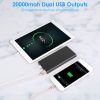 20000mAh Power Bank Portable External Battery Pack Phone Charger with Dual USB Output Ports Type C Micro USB Input