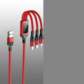 Three-in-one Data Cable 66W Quick Charge One Drag Three (Option: Red with packaging)