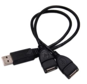 Two In One Dual Female Charging USB Expansion (Option: Black-0.3m)