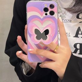 Color Butterfly Stand Silicone Phone Case (Option: Purple phone case-IPhone14Pro max)