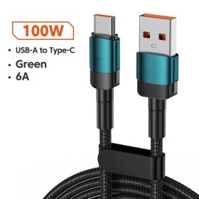 Aluminum Alloy Data Cable PD100W Quick Charge Cable USB Charging Cable (Option: A100W green-2M)
