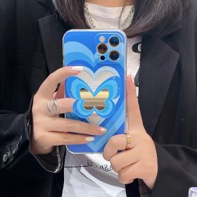 Color Butterfly Stand Silicone Phone Case (Option: Blue phone case-IPhone14Pro max)