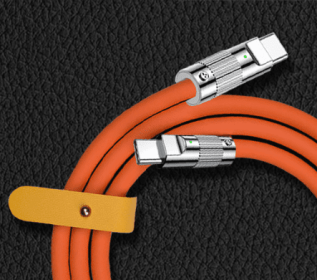 Metal Head Type-c Bold Charging Cable Liquid Silicone (Option: Orange-TypeC interface)