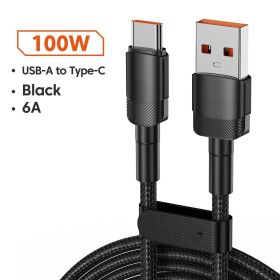 Aluminum Alloy Data Cable PD100W Quick Charge Cable USB Charging Cable (Option: A100W Black-1M)