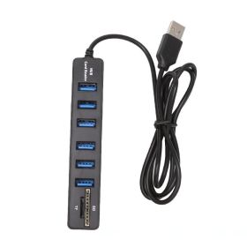 USB Deconcentrator 20 HUB 2 In 1 Card Reader SDTF 6USB 2 Extender HUB Card Reader (Color: Black)