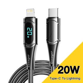 Digital Display Fast Charging Zinc Alloy Data Cable (Option: PD27W data cable black-2M)
